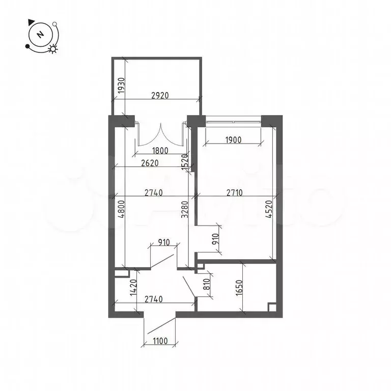 1-к. квартира, 35,1 м, 1/4 эт. - Фото 1