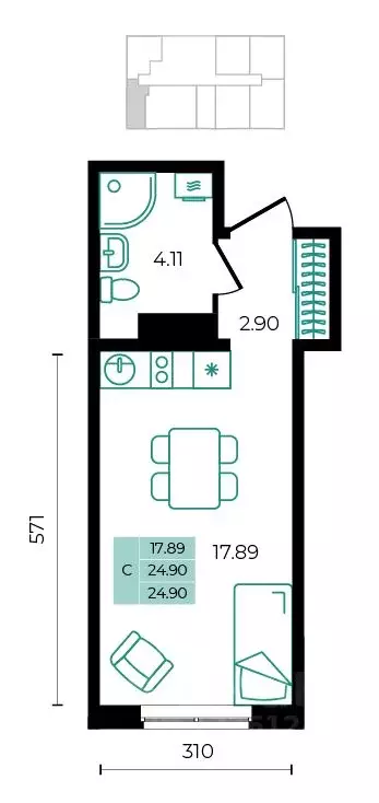 Студия Адыгея, Майкопский район, пос. Тульский  (24.9 м) - Фото 1