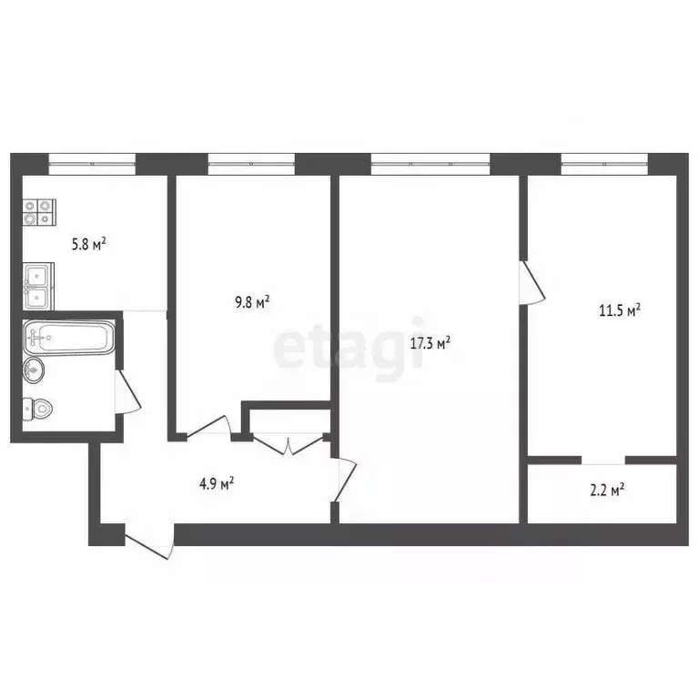 3-к кв. Самарская область, Самара ул. Мориса Тореза, 91 (56.0 м) - Фото 1