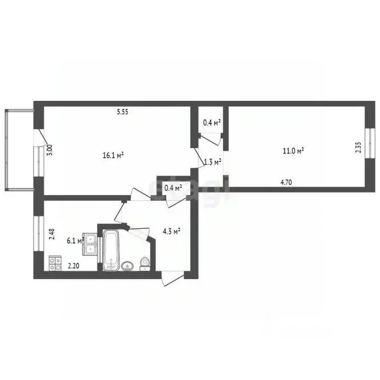 2-к кв. Севастополь ул. Горпищенко, 41 (43.0 м) - Фото 2