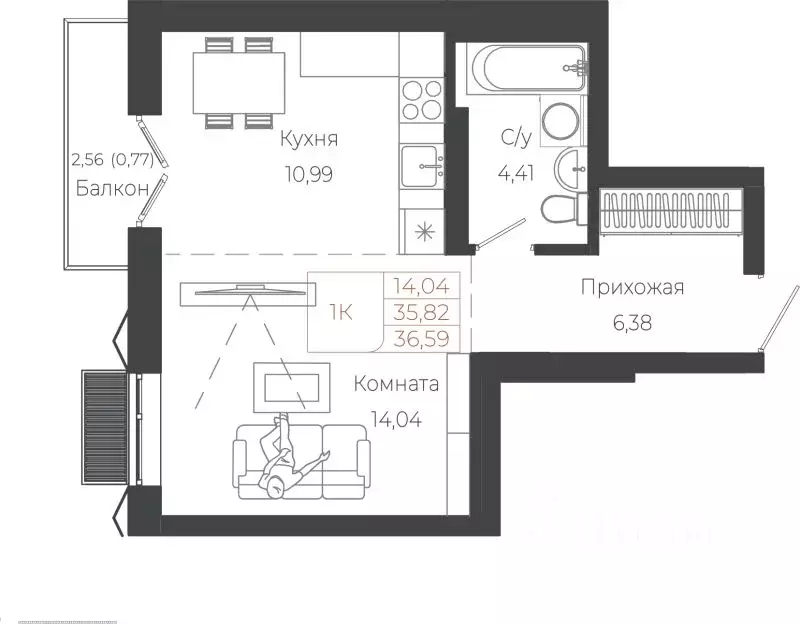 1-к кв. Алтай, Майминский район, с. Майма ул. Энергетиков (36.59 м) - Фото 1