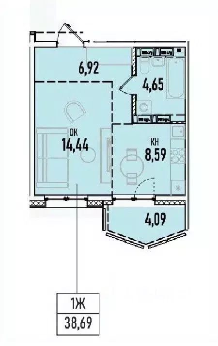 1-к кв. Иркутская область, Иркутск Донская ул., 5А (38.69 м) - Фото 0