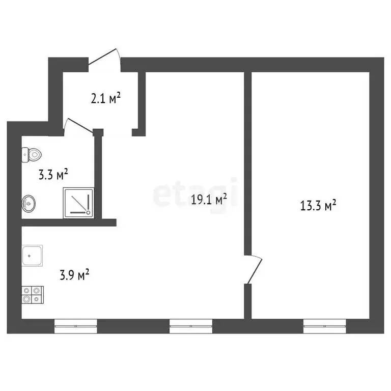 2-комнатная квартира: Ишим, улица Карла Маркса, 8 (41.3 м) - Фото 1