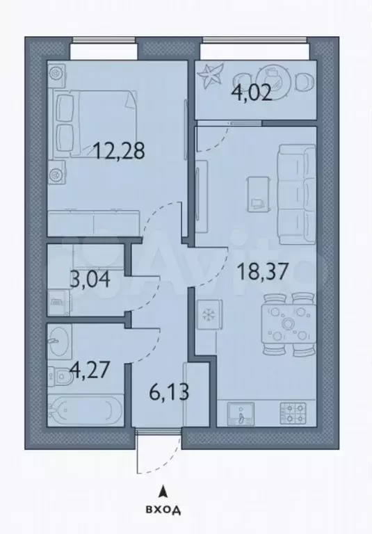 1-к. квартира, 48,1 м, 2/15 эт. - Фото 1