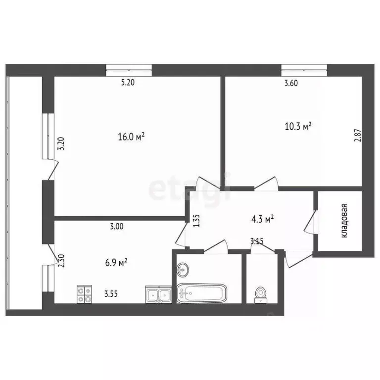 2-к кв. Крым, Симферополь ул. Полины Осипенко (46.3 м) - Фото 2