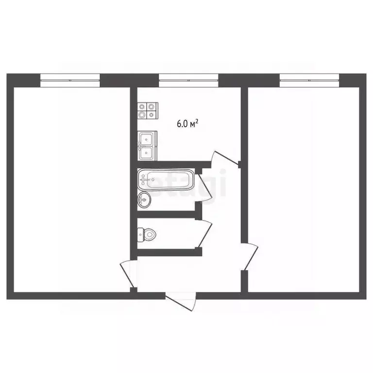 2-к кв. Саратовская область, Балашов Мельничная ул., 18 (43.5 м) - Фото 2