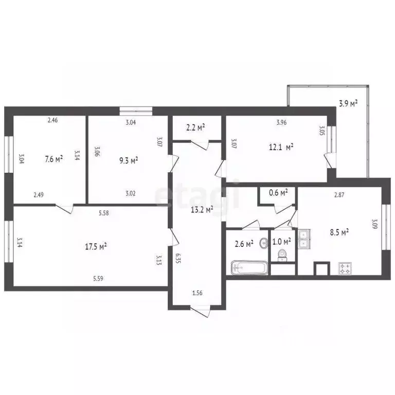 4-к кв. Санкт-Петербург ул. Латышских Стрелков, 5К2 (74.6 м) - Фото 2