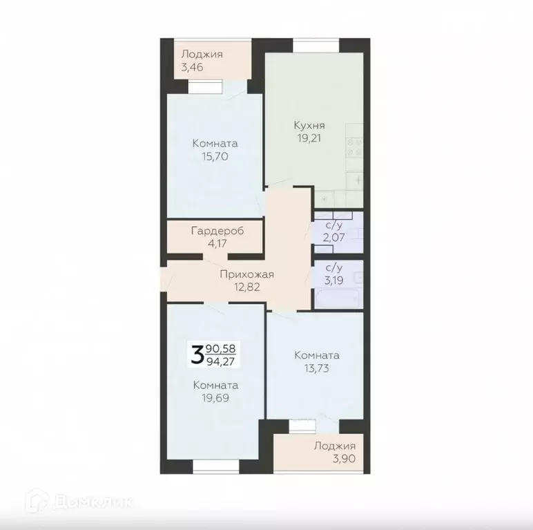 Продаётся 3-к квартира, 94.27 м - Фото 0