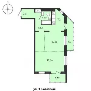 2-к кв. Иркутская область, Иркутск Советская ул., 115/1 (64.93 м) - Фото 0