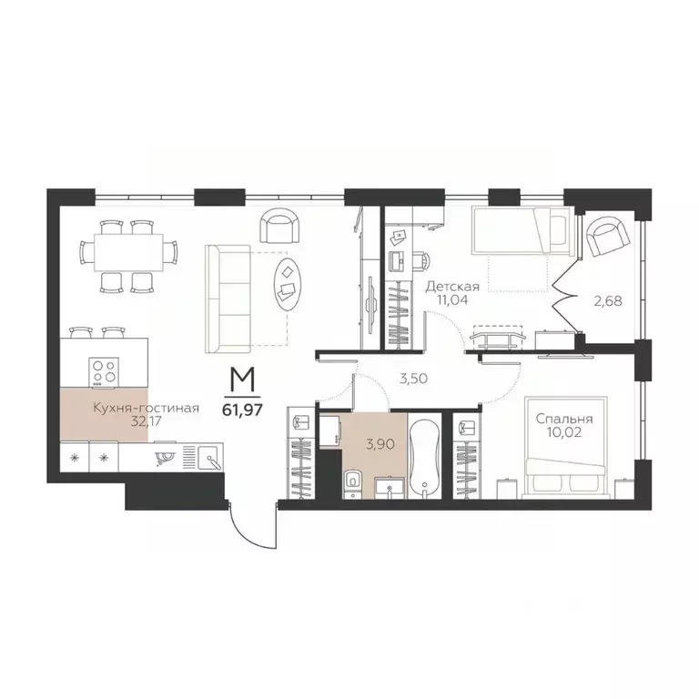 2-к кв. Тульская область, Тула городской округ, пос. Молодежный 10А ... - Фото 1