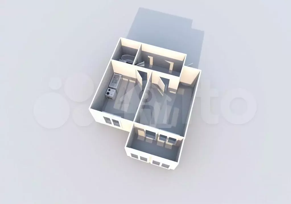 1-к. квартира, 34,3 м, 3/3 эт. - Фото 0