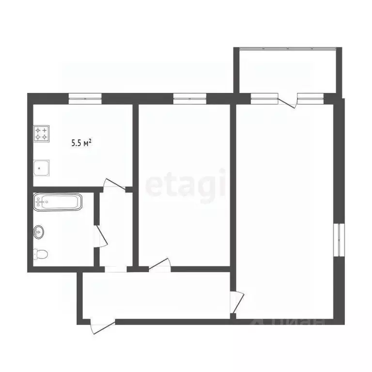 2-к кв. Тюменская область, Тюмень ул. Парфенова, 18 (44.0 м) - Фото 2