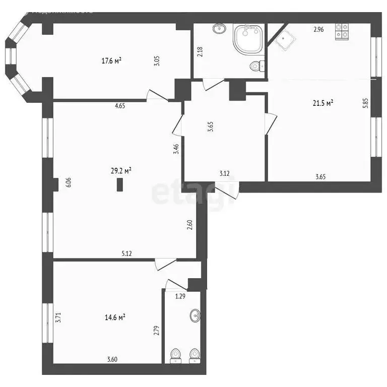 3-комнатная квартира: Тюмень, Водопроводная улица, 36 (101.9 м) - Фото 1