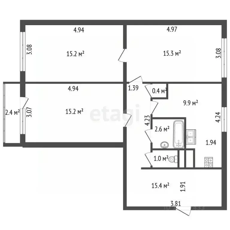 3-к кв. Санкт-Петербург ул. Белышева, 8к1литО (75.0 м) - Фото 2