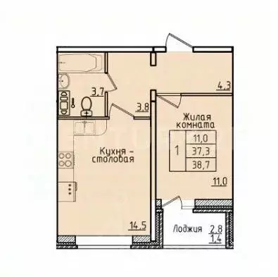 1-к кв. Липецкая область, Липецк ул. Молодежная, 9 (37.2 м) - Фото 1