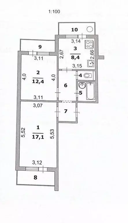 2-к кв. Белгородская область, Белгород бул. Юности, 39 (48.2 м) - Фото 2