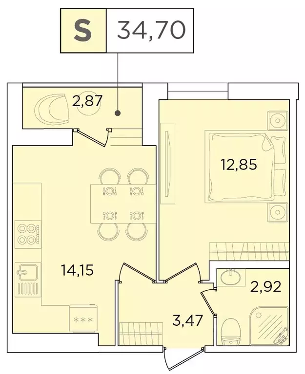 1-к кв. санкт-петербург планерная ул, 87к1 (34.7 м) - Фото 0