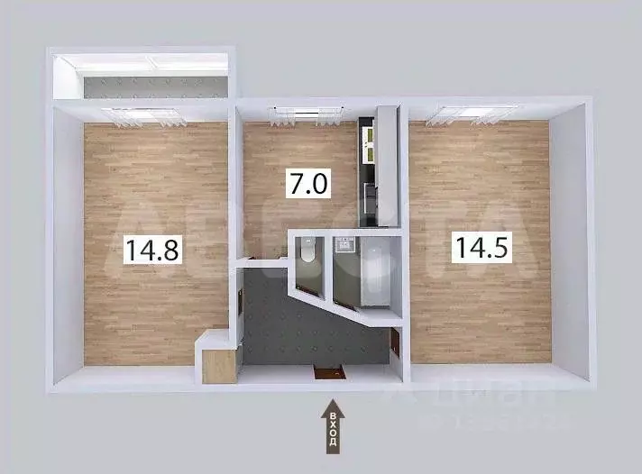 2-к кв. Омская область, Омск ул. 6-я Станционная, 9 (43.6 м) - Фото 0