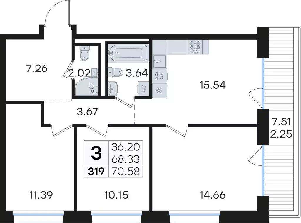 3-комнатная квартира: Нижний Новгород, Нижегородский район (70.58 м) - Фото 0