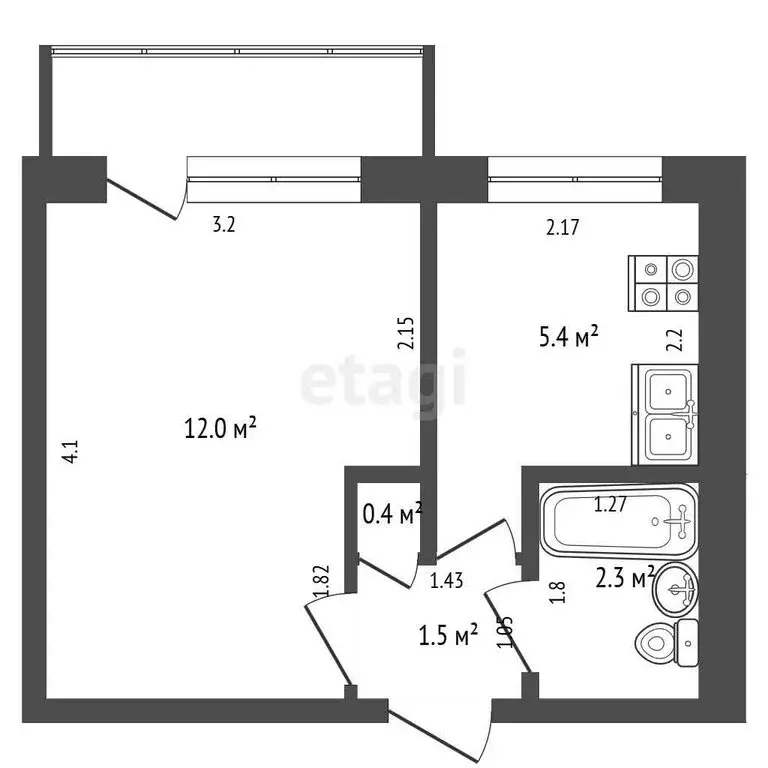 1-комнатная квартира: Балахна, улица Чапаева, 2А (21.6 м) - Фото 1