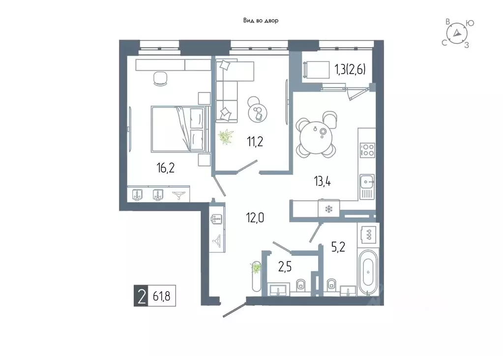 2-к кв. Башкортостан, Уфа Глумилино жилрайон, Аурум жилой комплекс ... - Фото 1
