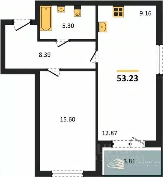 1-к кв. Воронежская область, Воронеж ул. Ломоносова, 116Б (53.2 м) - Фото 0