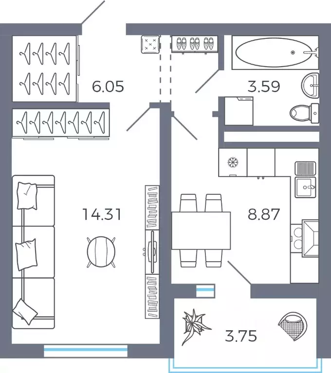 1-к кв. Самарская область, Волжский район, Лопатино с/пос, пос. ... - Фото 1