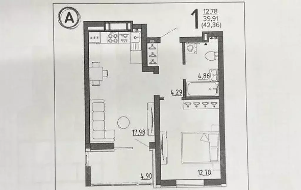 1-к кв. Брянская область, Брянск ул. Имени А.Ф. Войстроченко, 10 (40.2 ... - Фото 2