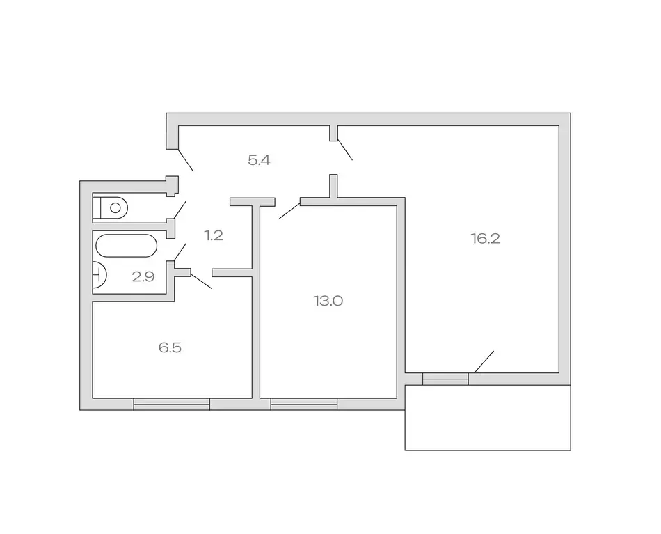 Продаётся 2-к квартира, 45.6 м - Фото 1