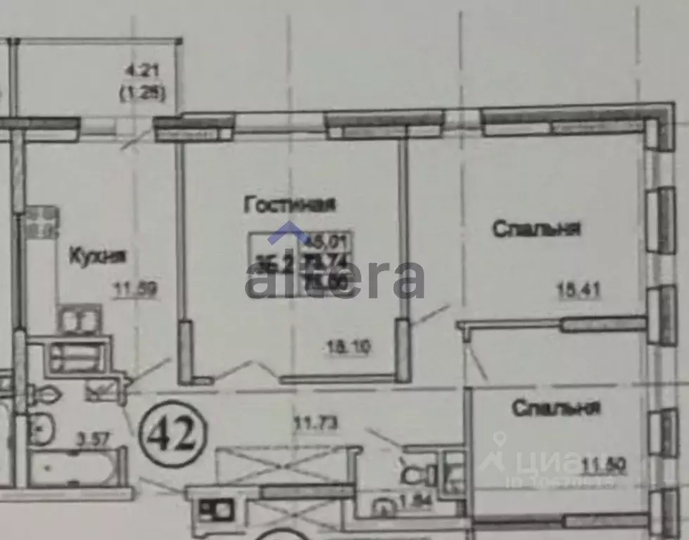 3-к кв. Татарстан, Казань ул. Горьковское Шоссе, 2Ак3 (73.6 м) - Фото 2
