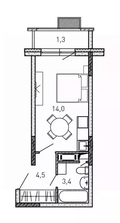 Студия Московская область, Балашиха ул. Твардовского, 56 (23.2 м) - Фото 1