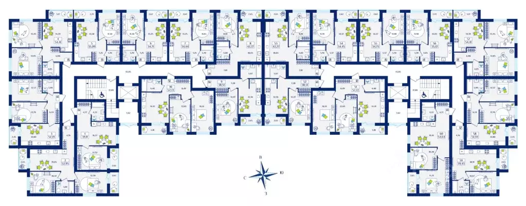 2-к кв. Калининградская область, Зеленоградск  (54.41 м) - Фото 2