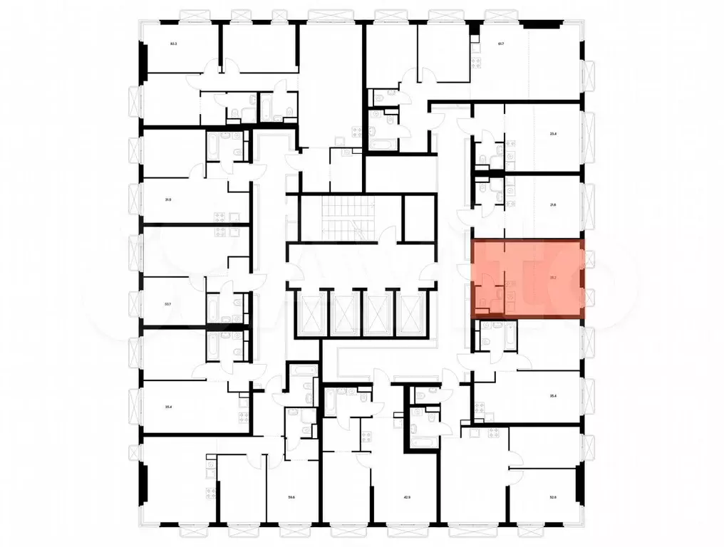 Квартира-студия, 25,2 м, 7/26 эт. - Фото 1