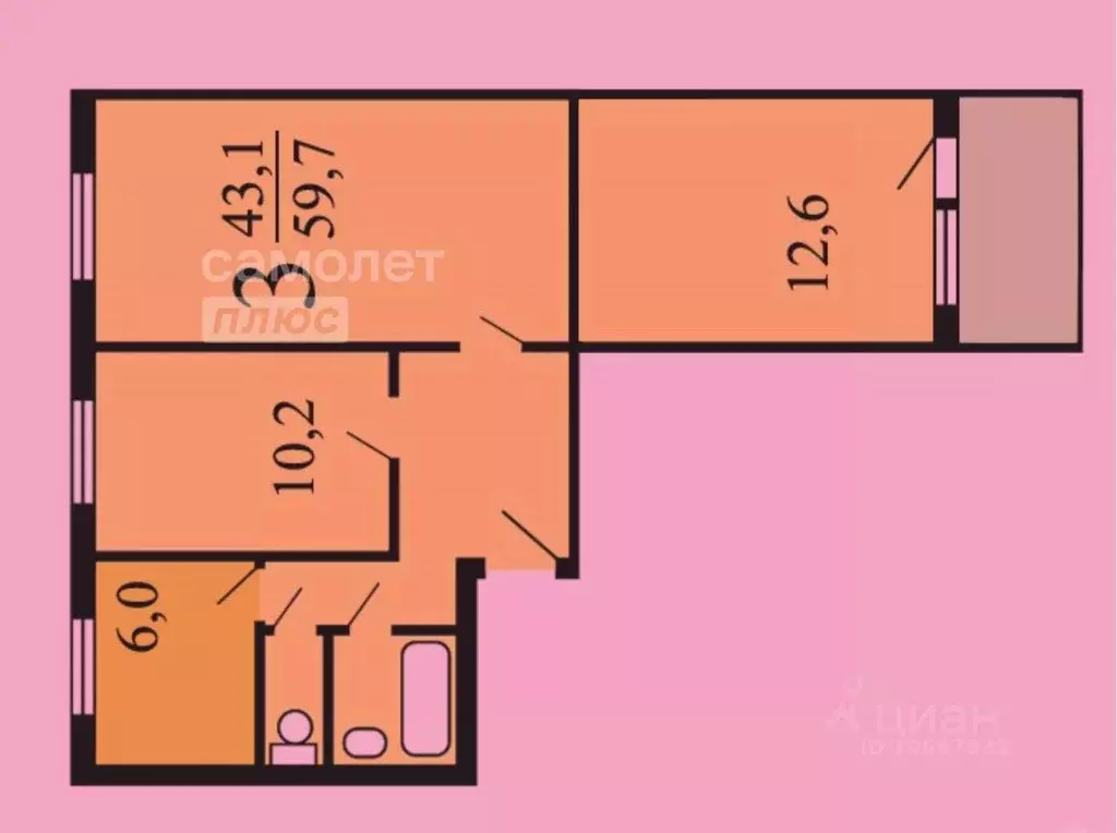 3-к кв. Москва Бирюлевская ул., 27 (59.8 м) - Фото 2