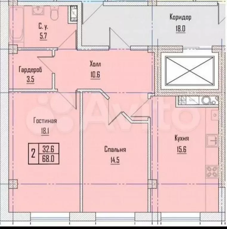 2-к. квартира, 68 м, 1/10 эт. - Фото 0