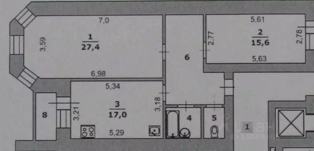 2-к кв. Белгородская область, Белгород ул. Есенина, 20в (77.9 м) - Фото 2