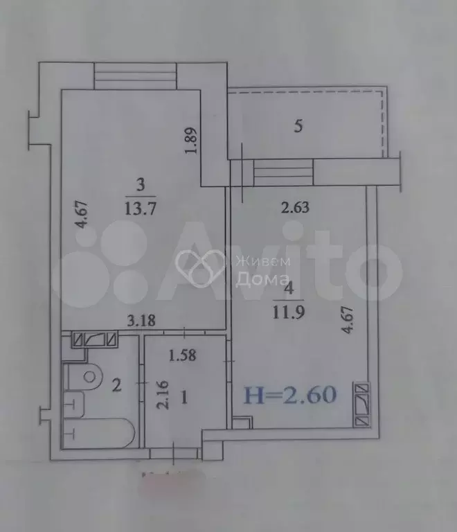 1-к. квартира, 35,7 м, 5/10 эт. - Фото 0