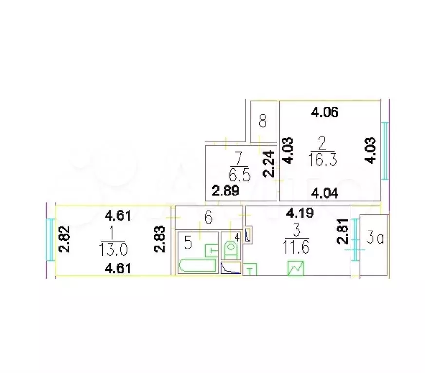 2-к. квартира, 57 м, 6/9 эт. - Фото 0