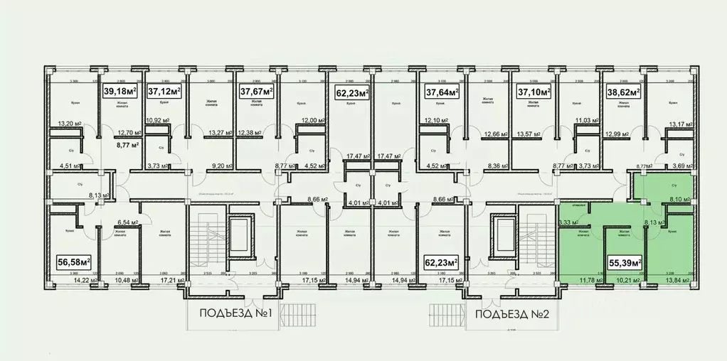 2-к кв. Ставропольский край, Ессентуки ул. Благодатная, 22к1 (55.39 м) - Фото 2