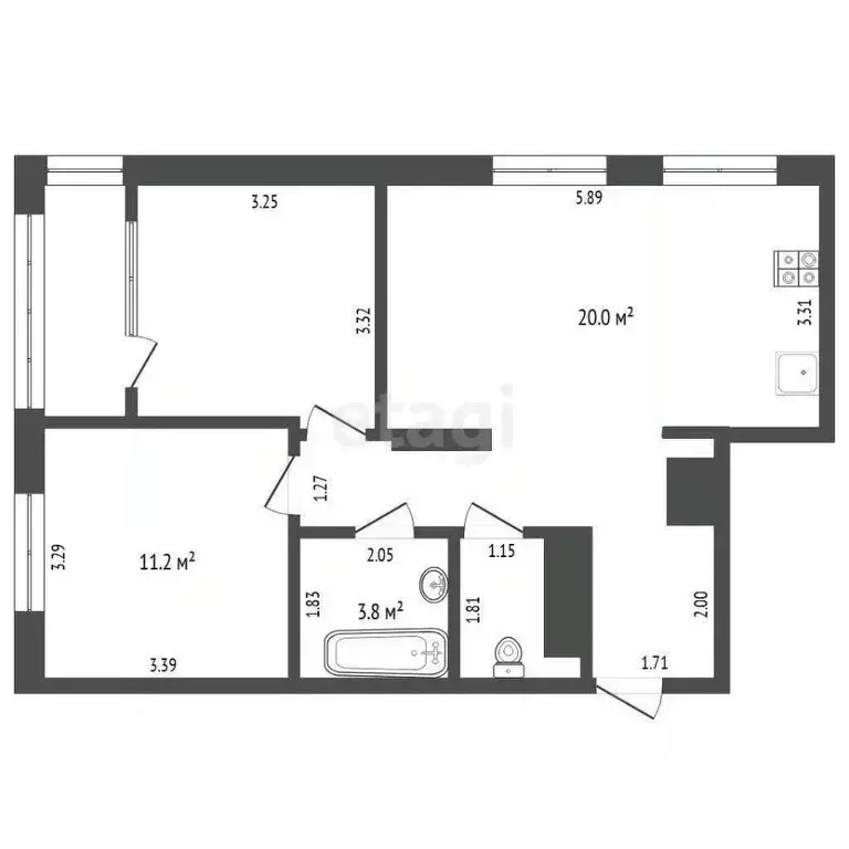 2-к кв. Тюменская область, Тюмень ул. Эльвиры Федоровой, 1к1 (57.6 м) - Фото 0