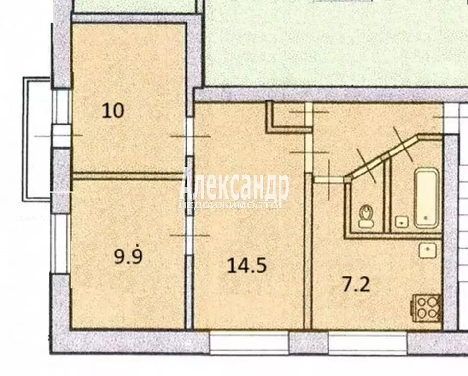 3-к кв. Санкт-Петербург ул. Крыленко, 25К4 (49.2 м) - Фото 1