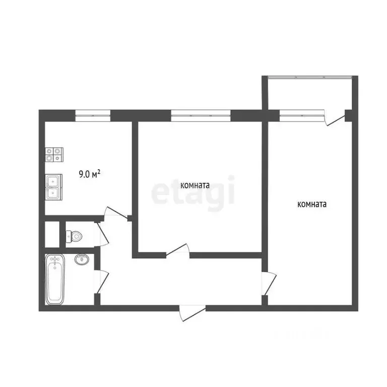 2-к кв. Москва ул. Корнейчука, 51Б (53.2 м) - Фото 1