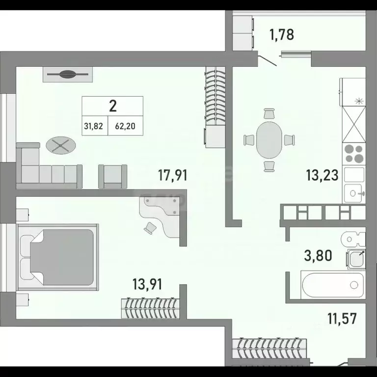 2-к кв. Оренбургская область, Оренбург ул. Юркина, 2 (61.68 м) - Фото 1