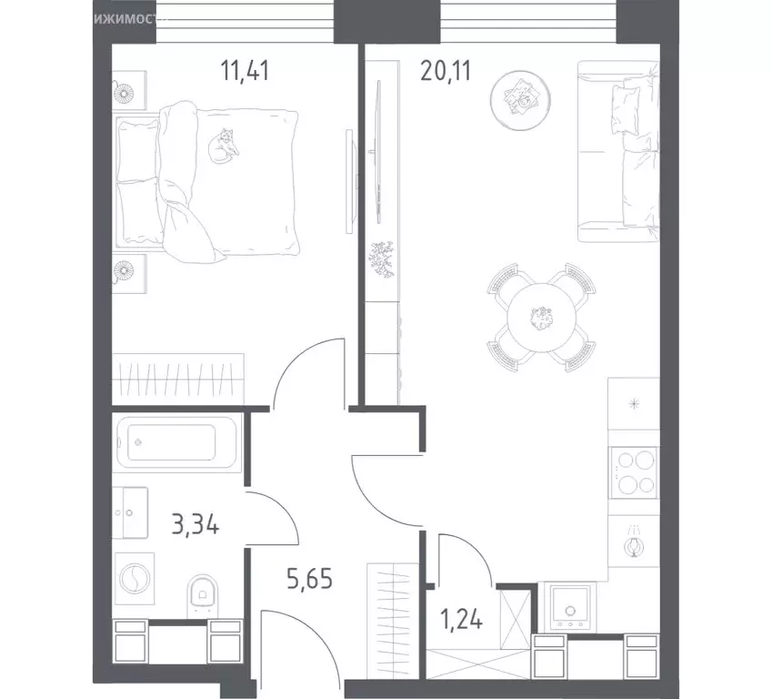 1-комнатная квартира: Москва, Пятницкое шоссе, 56Б (41.75 м) - Фото 1