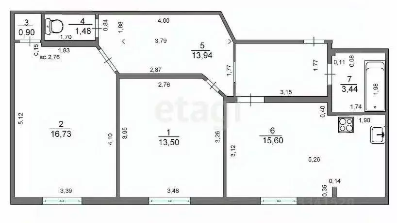 2-к кв. Ульяновская область, Ульяновск Кольцевая ул., 5 (65.6 м) - Фото 1
