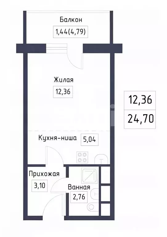 Квартира-студия: Казань, улица Ярышлар, 6 (24.7 м) - Фото 1