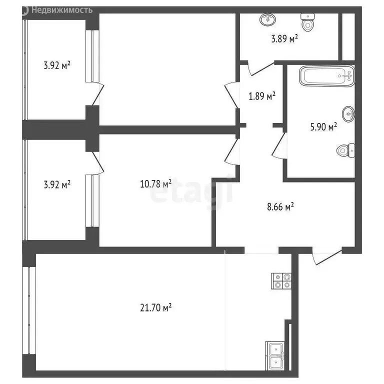 2-комнатная квартира: Тюмень, улица Муравленко, 9/2 (64.95 м) - Фото 0