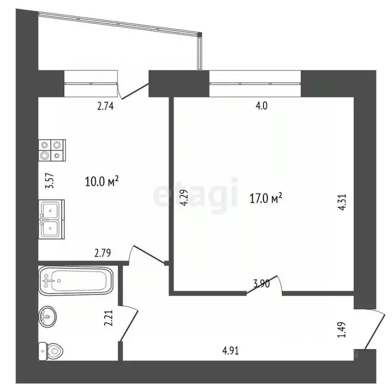 1-к кв. Мордовия, Саранск Волгоградская ул., 85 (38.0 м) - Фото 2