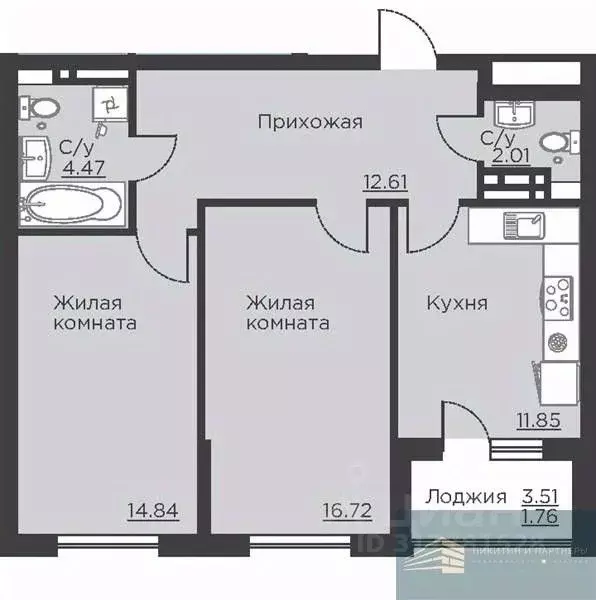 2-к кв. Воронежская область, Воронеж ул. Ломоносова, 116Б (64.3 м) - Фото 0