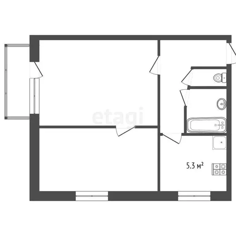 2-комнатная квартира: Симферополь, Киевская улица, 131 (46 м) - Фото 1